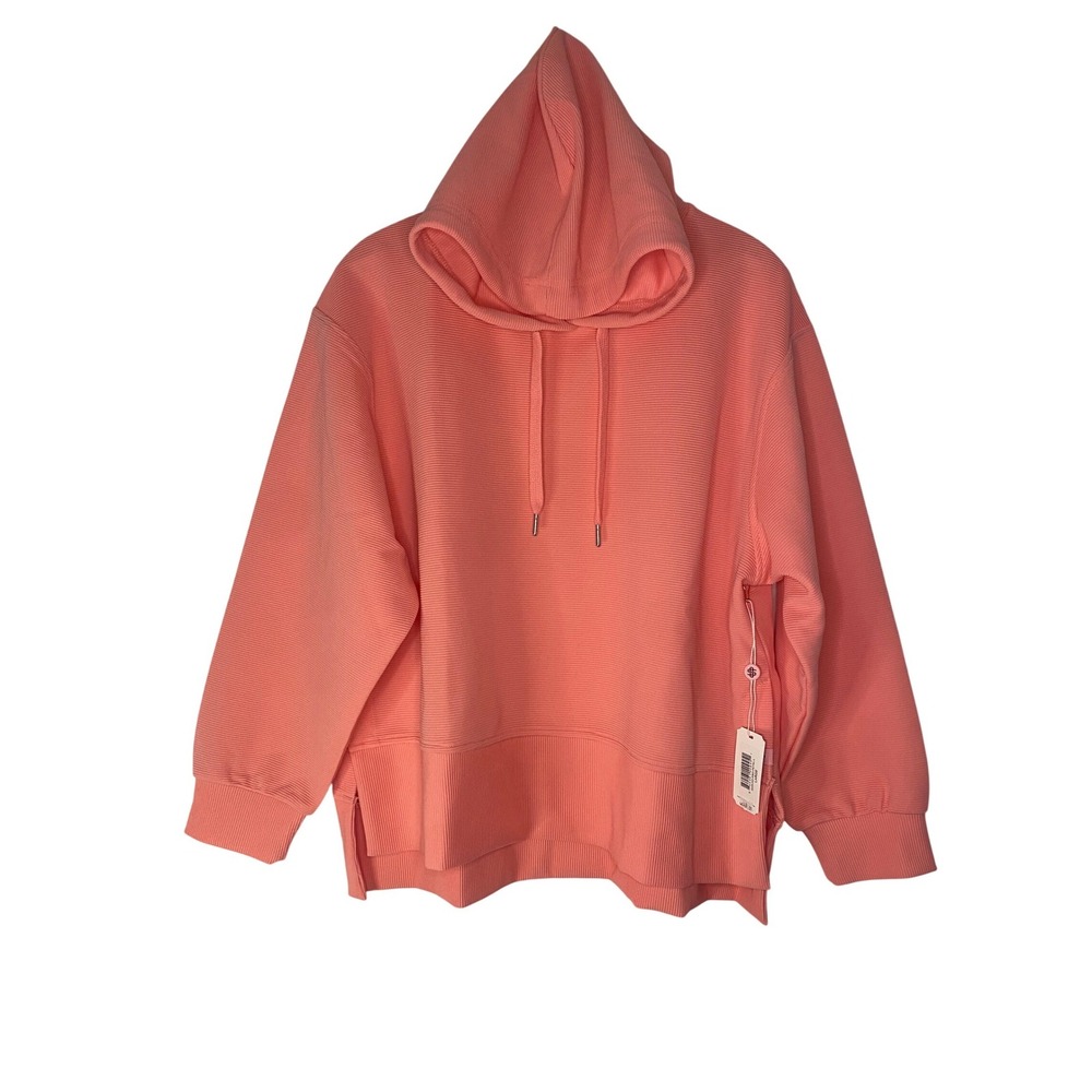 Simply‎ Southern Ribbed Hoodie Petal Pink Pullover Sweatshirt Large NEW Coral